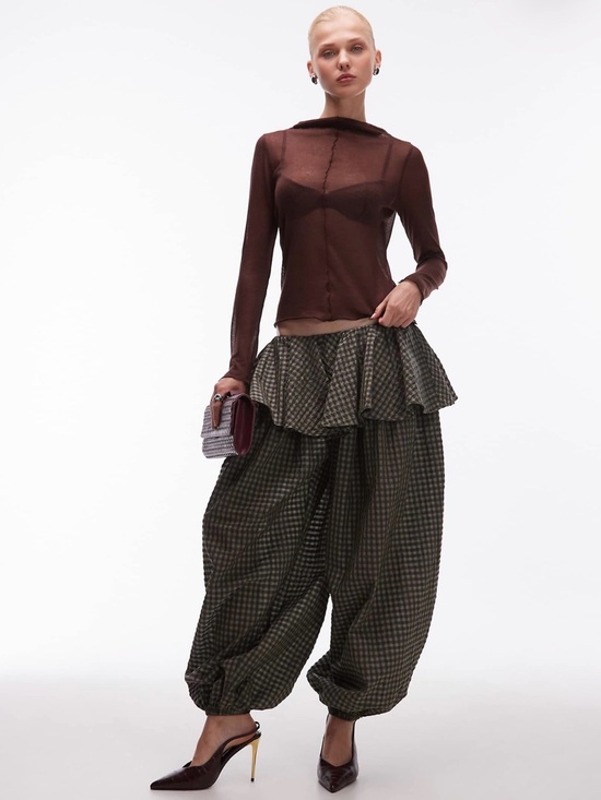ASOS Pants - ASOS Balloon Pants with Skirt Overlay in Gingham